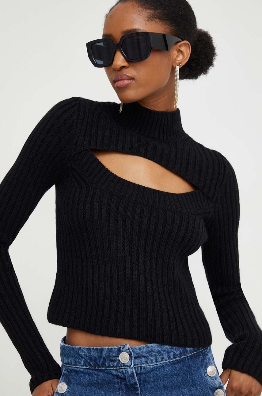 Answear Lab pulover de lana culoarea negru, light, cu turtleneck