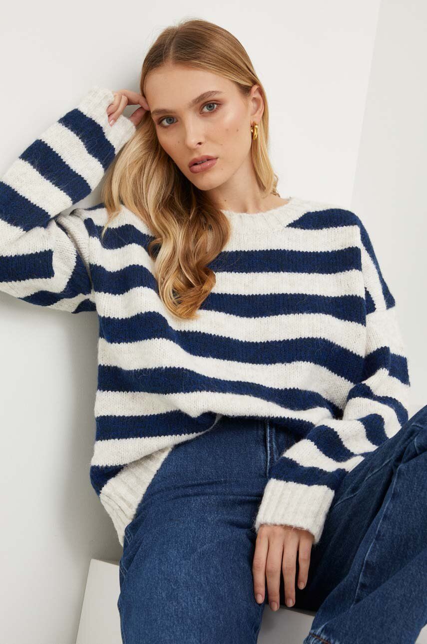 Answear Lab pulover de lana culoarea albastru marin