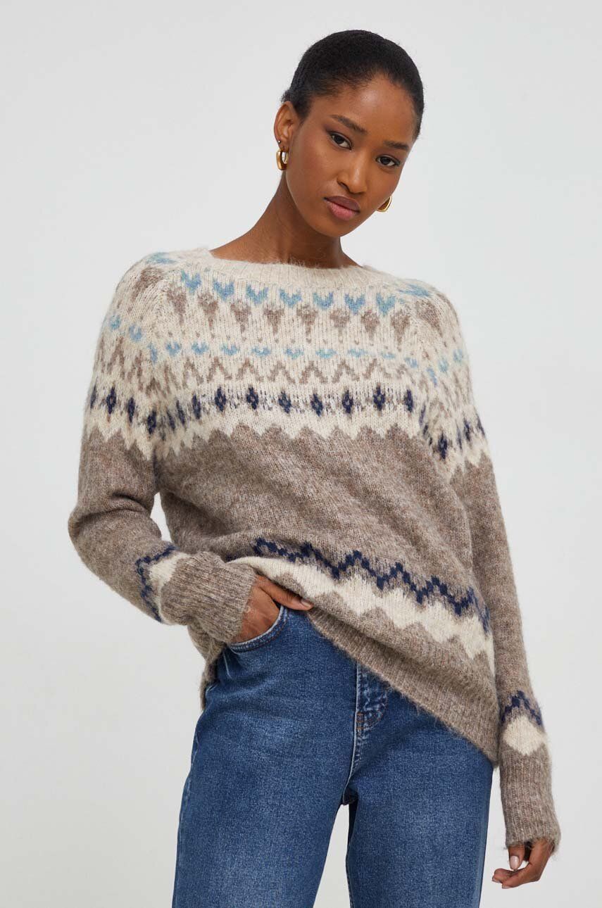 Answear Lab pulover din amestec de lana femei, culoarea bej, light