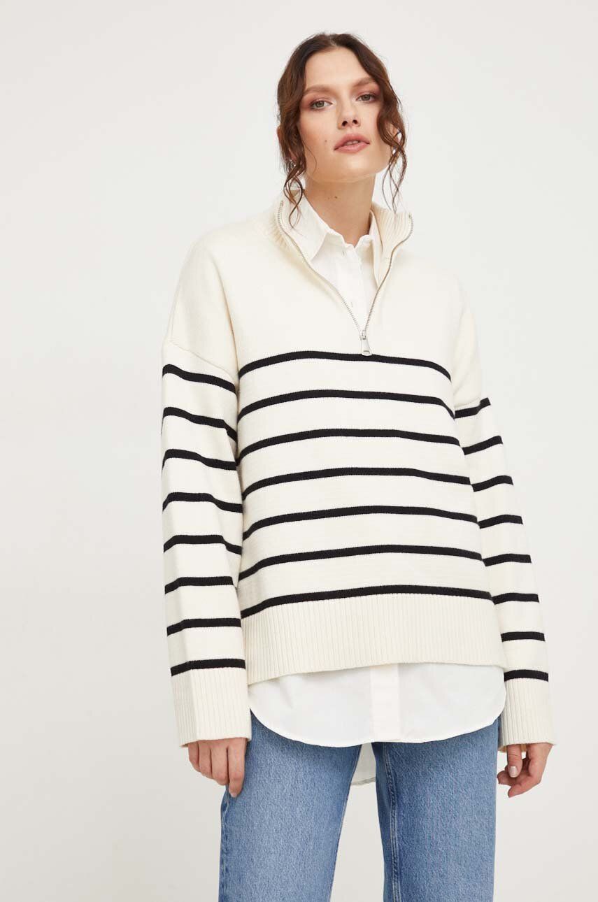 Answear Lab pulover femei, culoarea alb, cu turtleneck