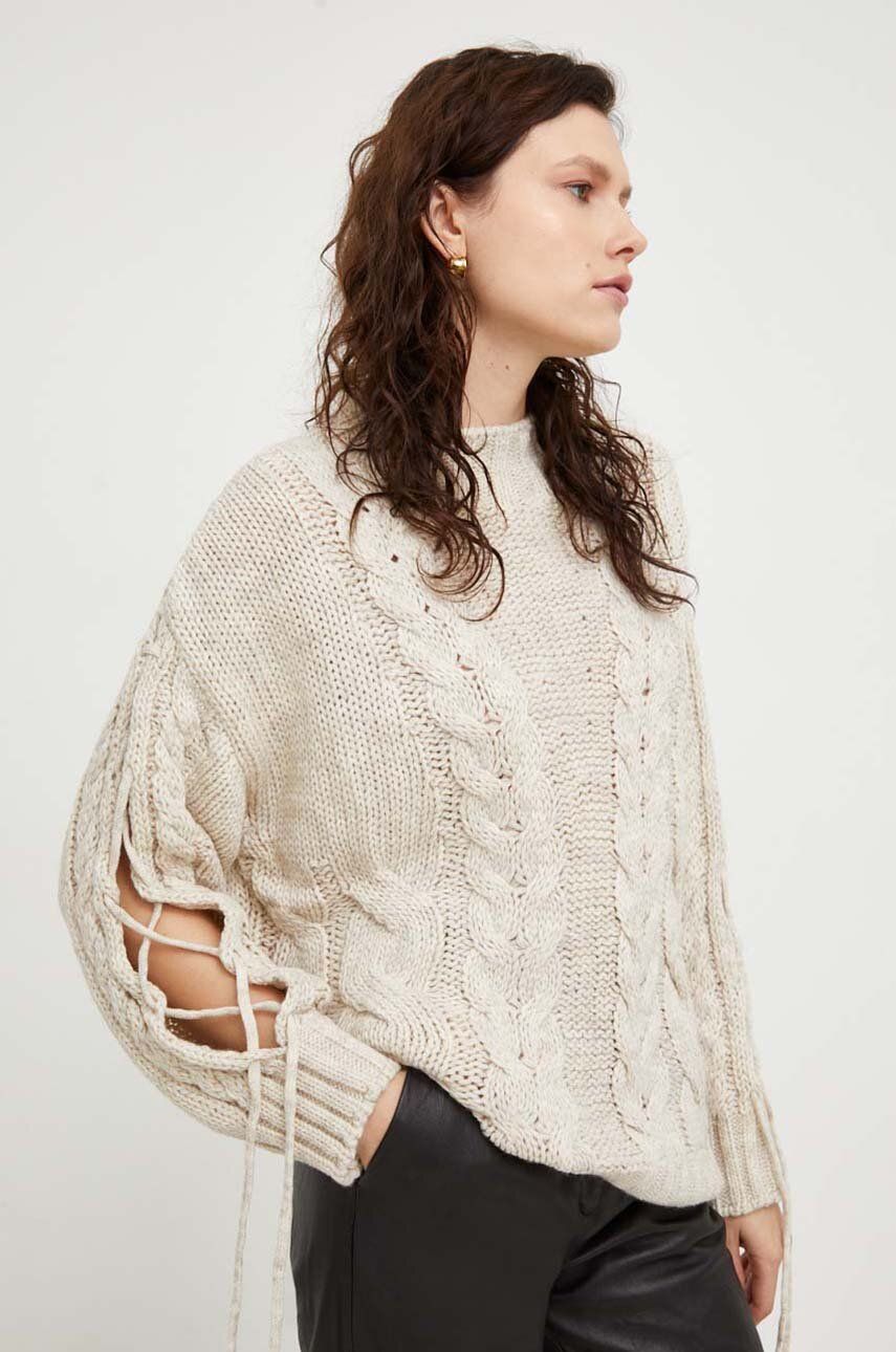 Answear Lab pulover femei, culoarea bej, călduros, cu turtleneck