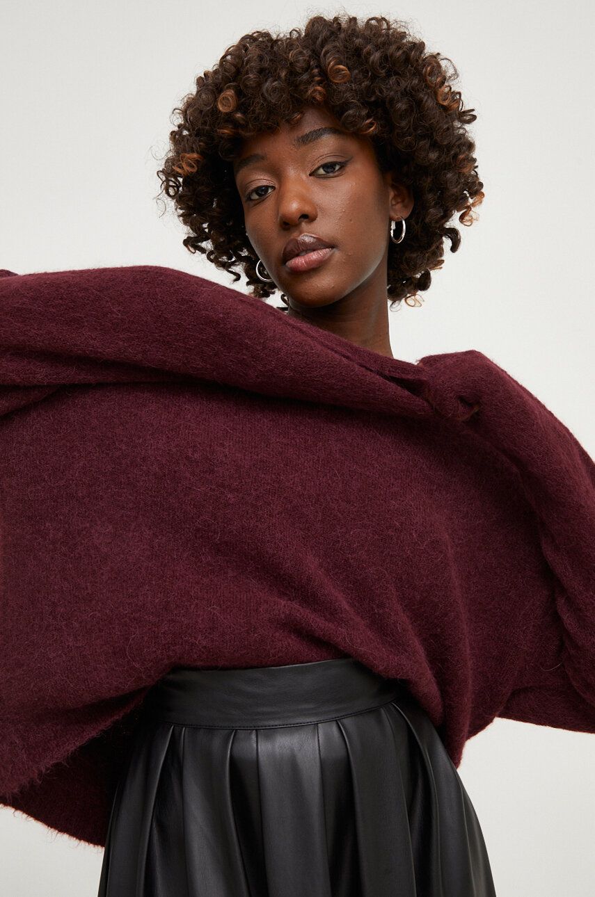 Answear Lab pulover de lana femei, culoarea bordo