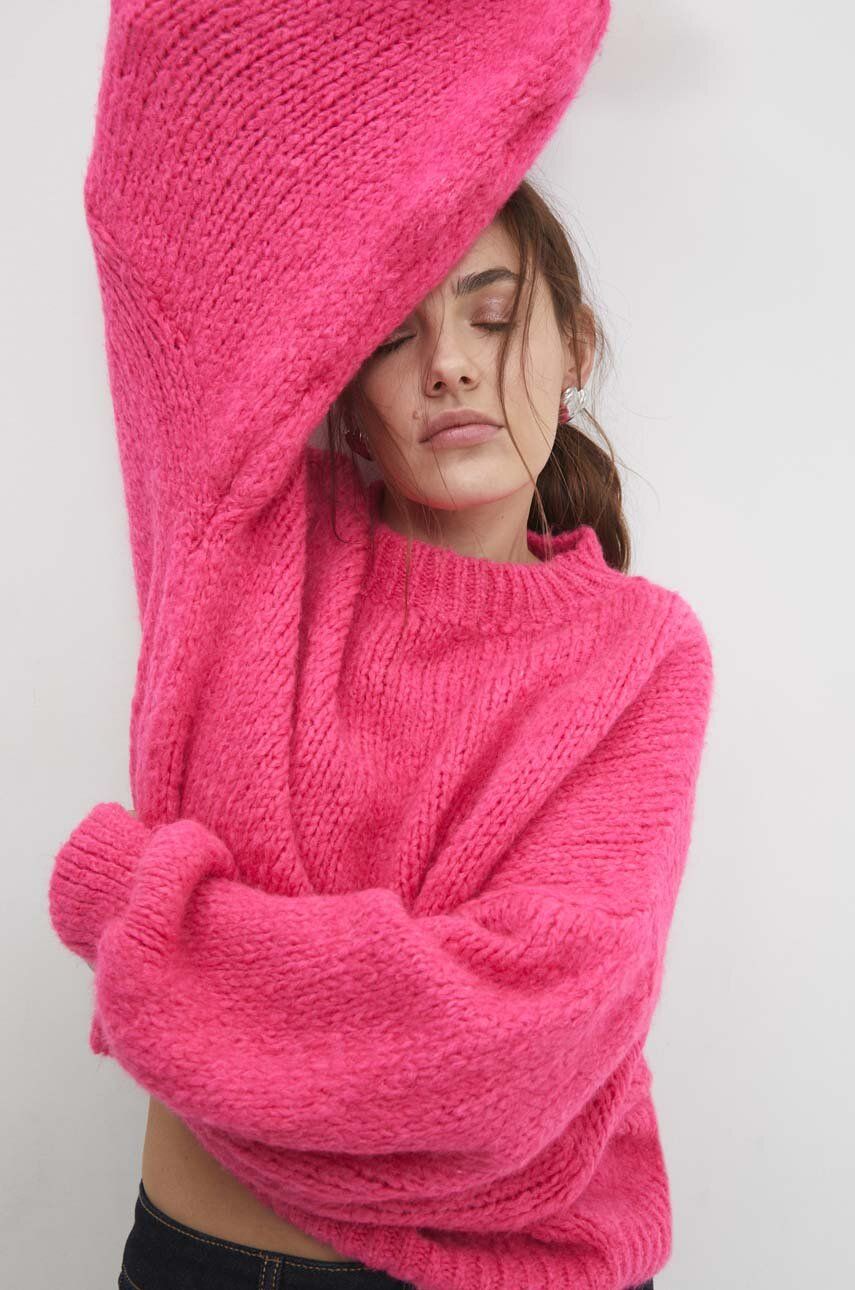 Vlněný svetr Answear Lab růžová barva, hřejivý - růžová - 36 % Akryl