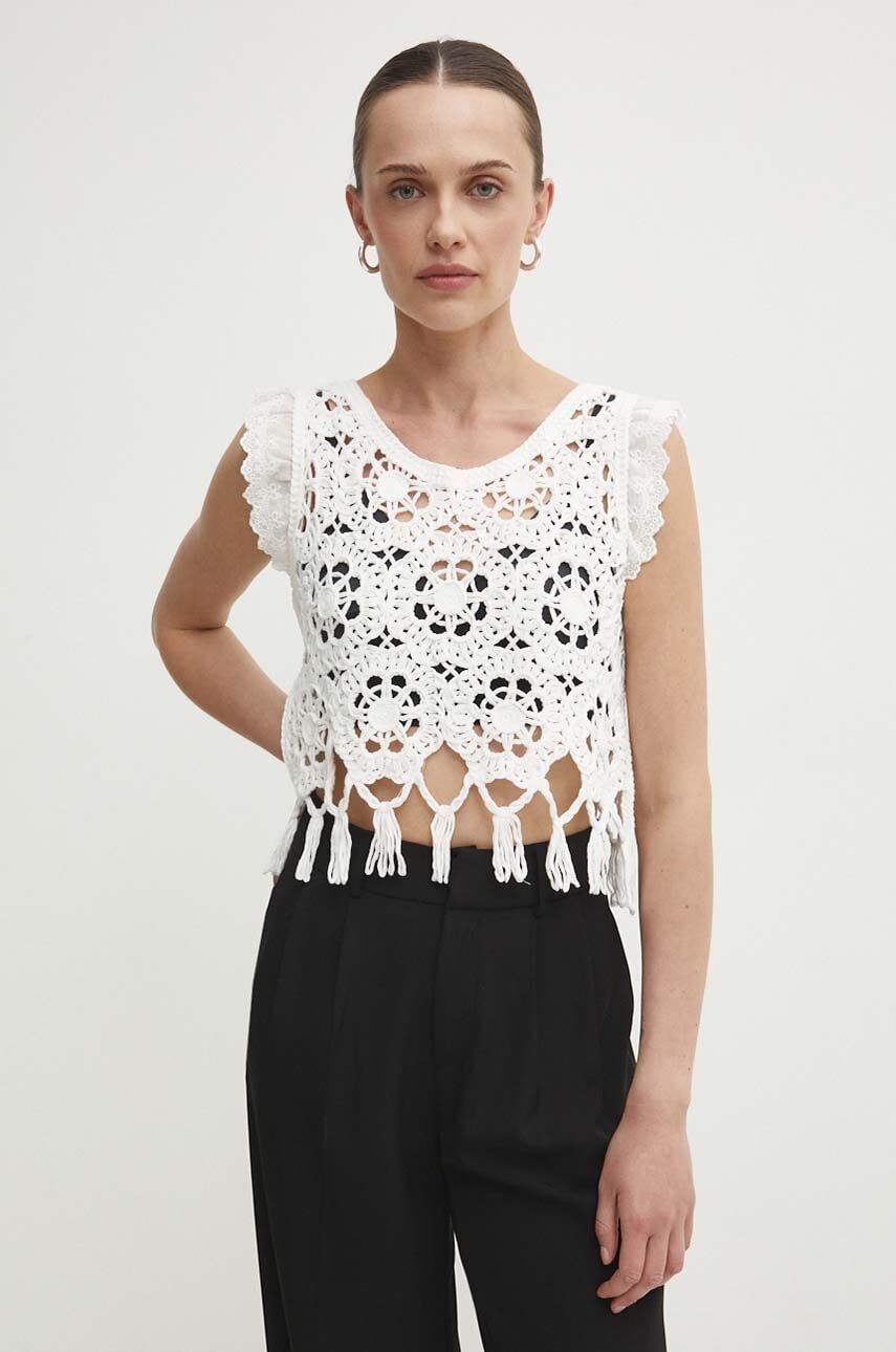 Answear Lab top din bumbac culoarea alb, neted Answear Lab top din bumbac culoarea alb, neted