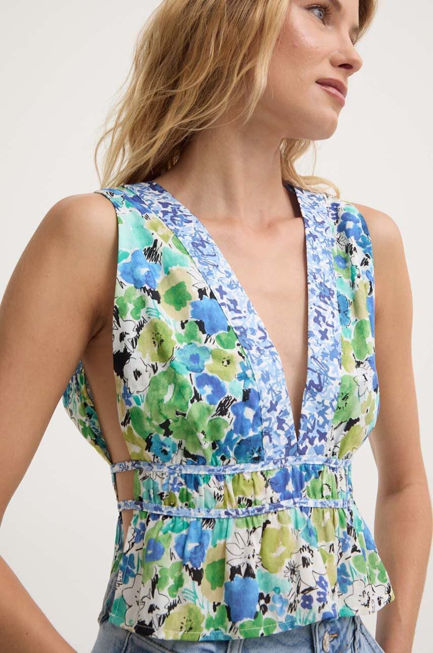 Answear.LAB bluzka bawełniana damska kolor zielony wzorzysta