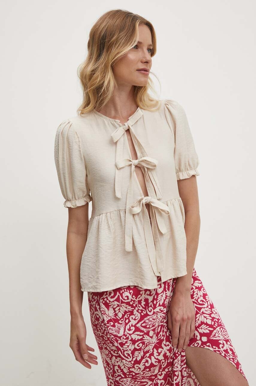 Answear Lab bluza femei, culoarea bej, neted