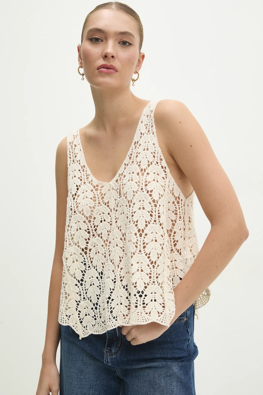 Answear Lab bluza din bumbac femei, culoarea bej, neted Answear Lab bluza din bumbac femei, culoarea bej, neted