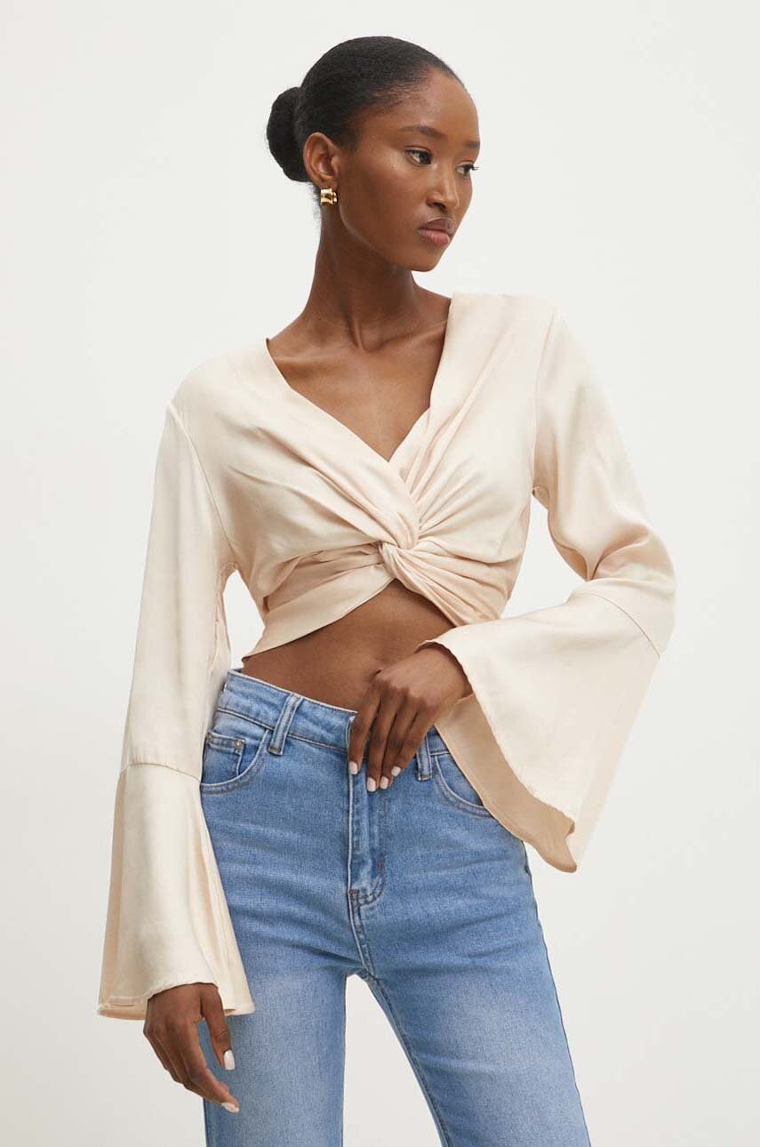 Answear Lab bluza femei, culoarea bej, neted