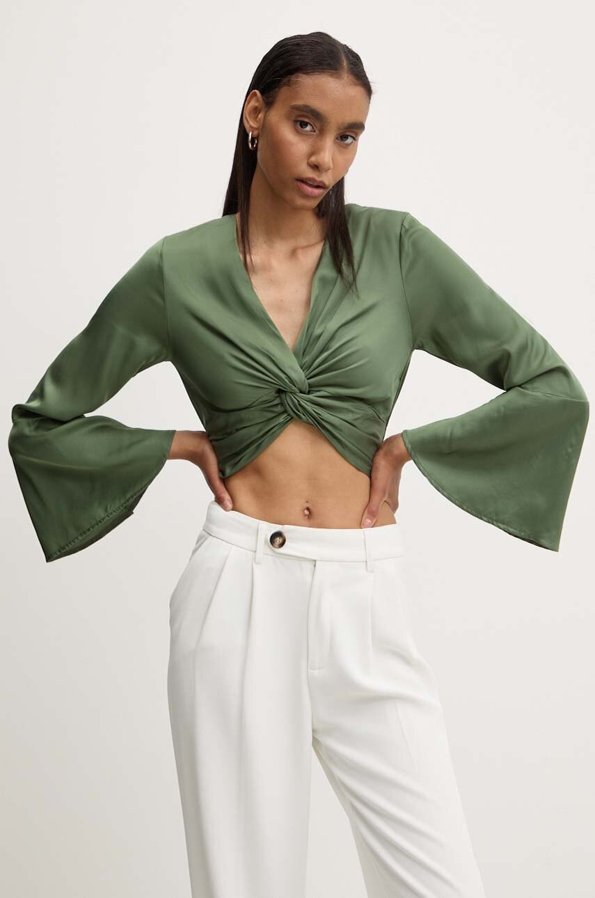 Answear Lab bluza femei, culoarea verde, neted