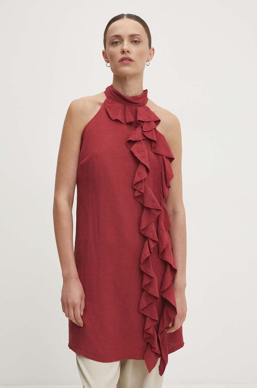 Answear Lab rochie din in culoarea rosu, mini, dreaptă