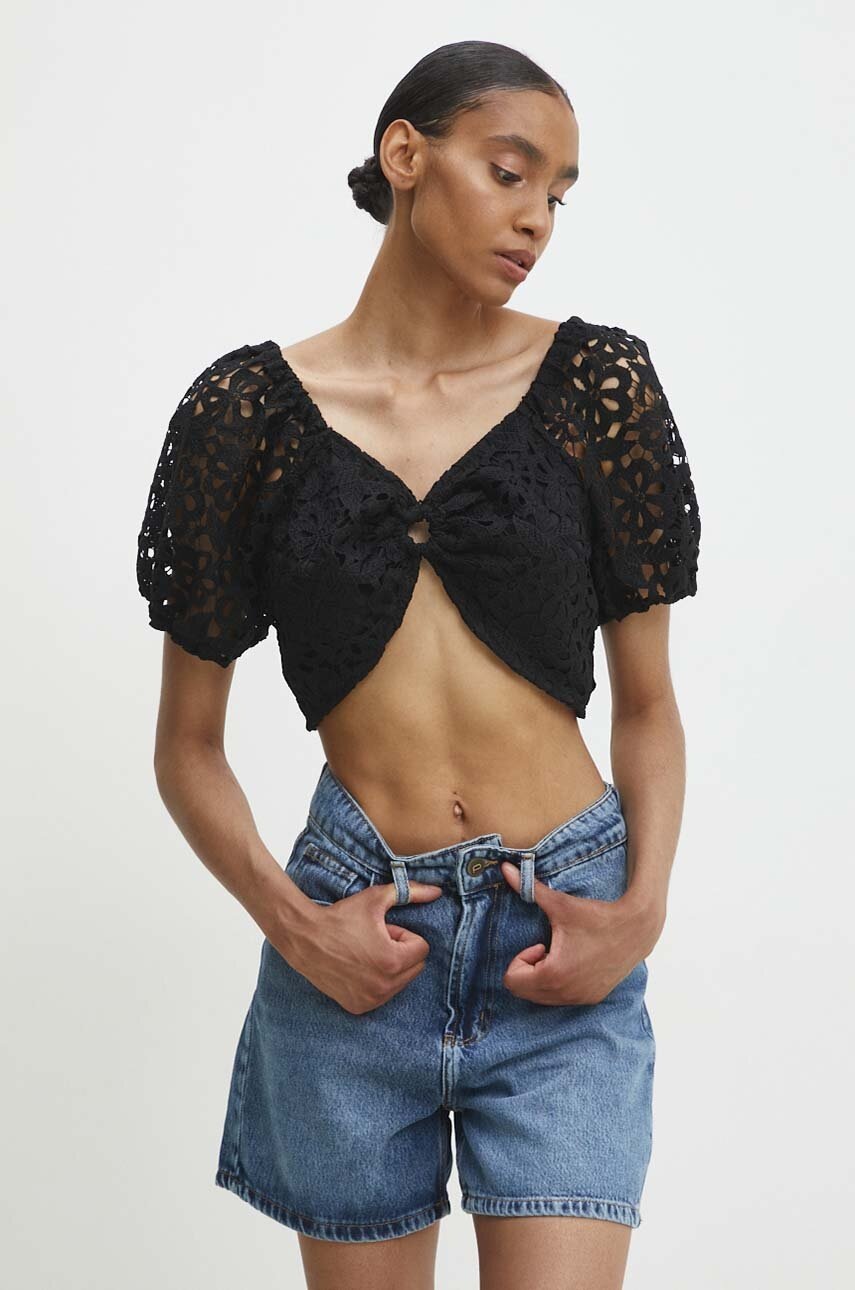 

Блуза Answear Lab в черно с изчистен дизайн, Черен