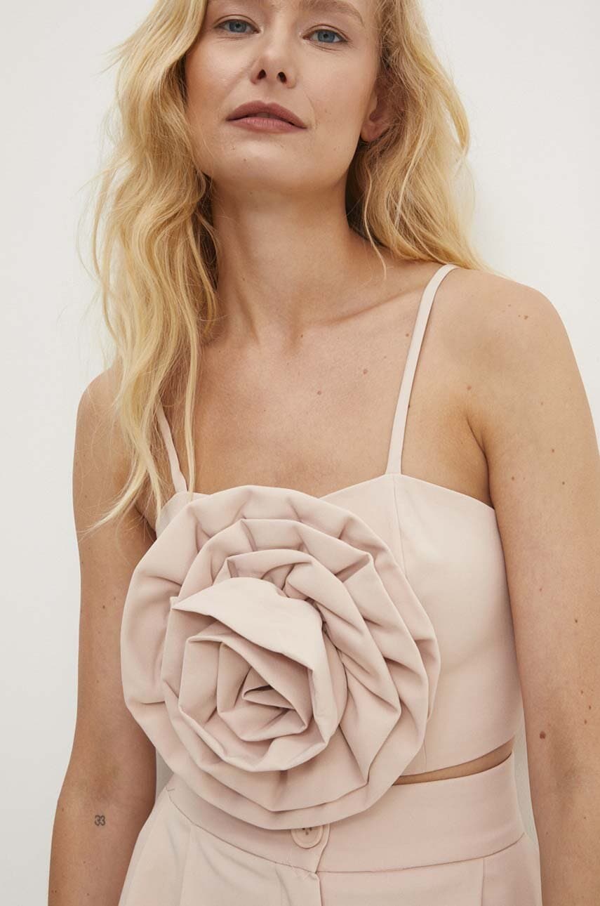 Answear Lab top culoarea bej, neted