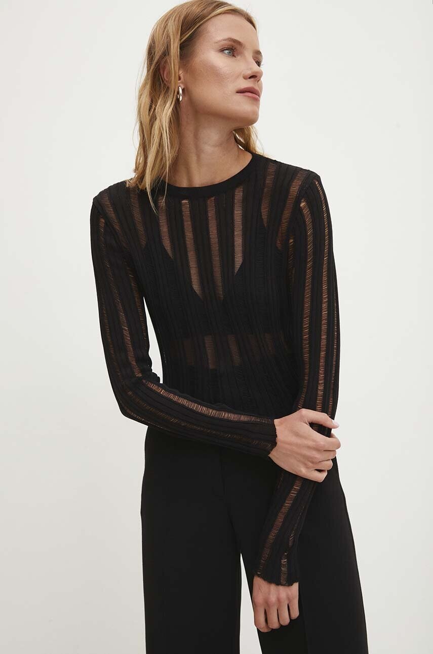Answear Lab bluza femei, culoarea negru, neted
