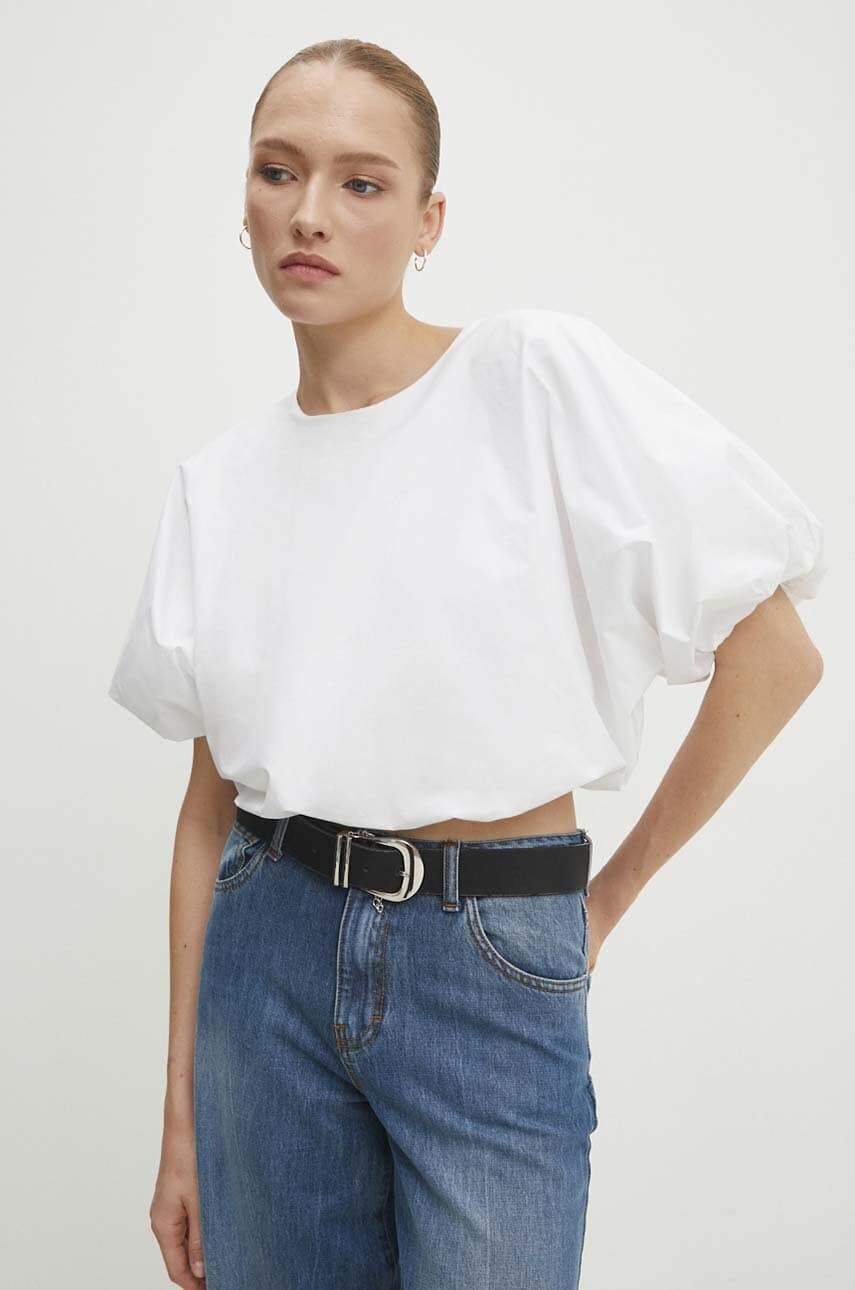 Answear Lab bluza din bumbac femei, culoarea alb, neted Answear Lab bluza din bumbac femei, culoarea alb, neted