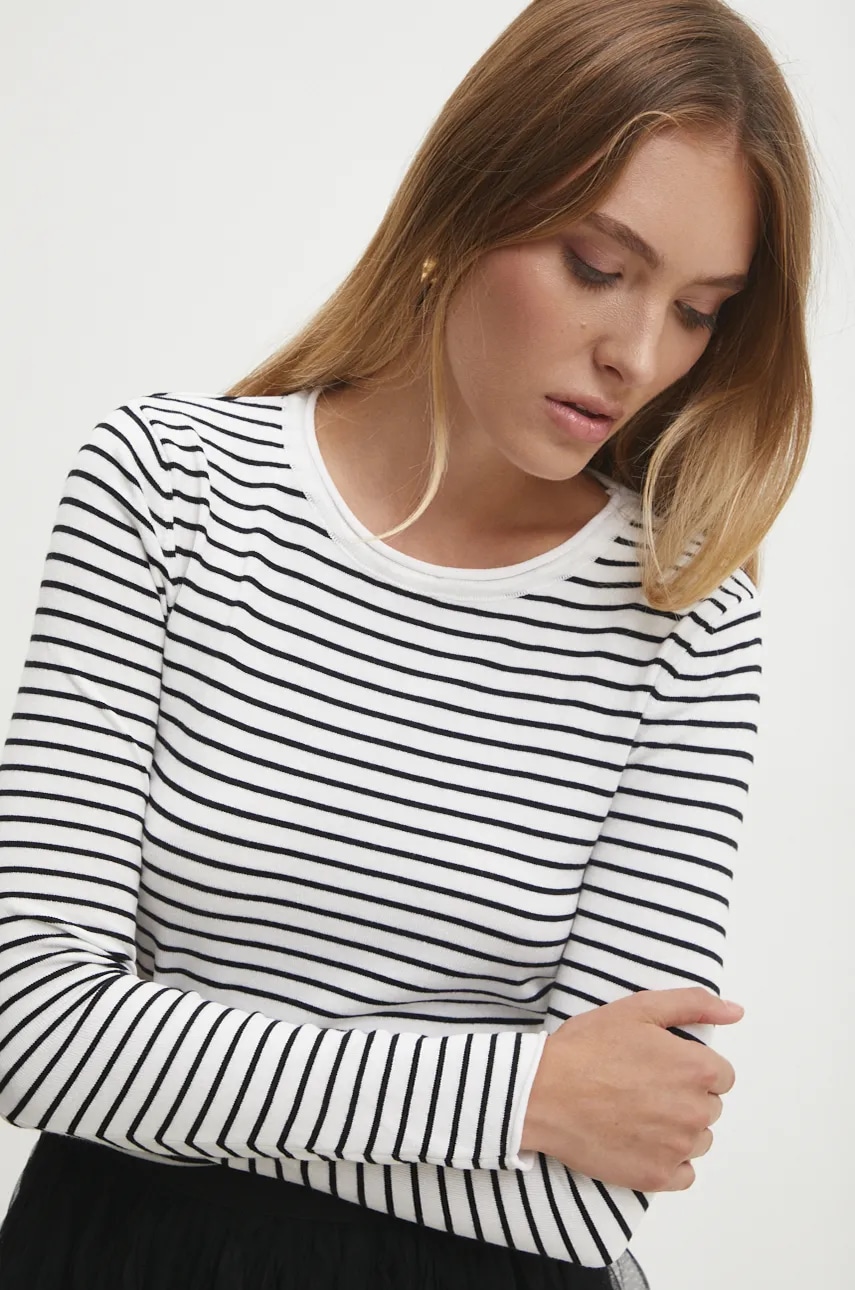 Answear.LAB bluzka damska kolor biały wzorzysta