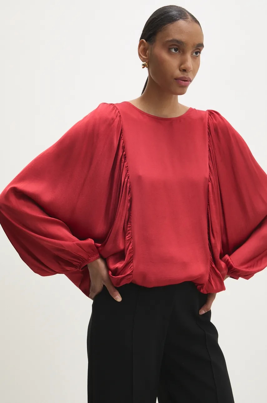 Answear Lab bluza femei, culoarea rosu, neted Answear Lab bluza femei, culoarea rosu, neted