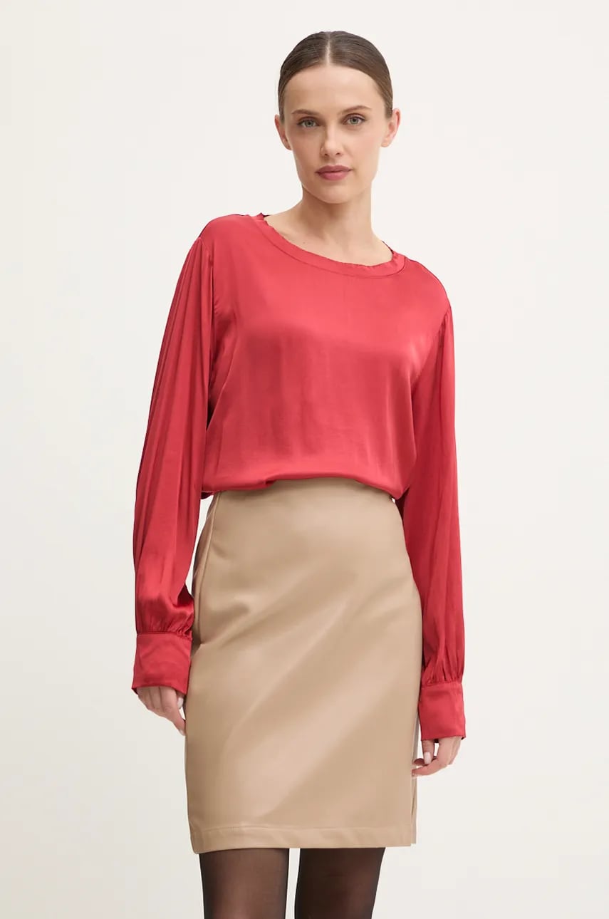 Answear Lab bluza femei, culoarea rosu, neted Answear Lab bluza femei, culoarea rosu, neted