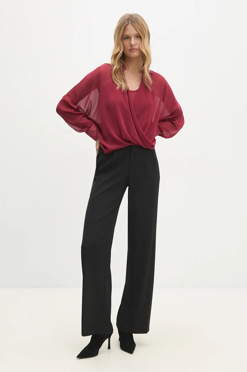 Answear Lab bluza femei, culoarea rosu, neted Answear Lab bluza femei, culoarea rosu, neted