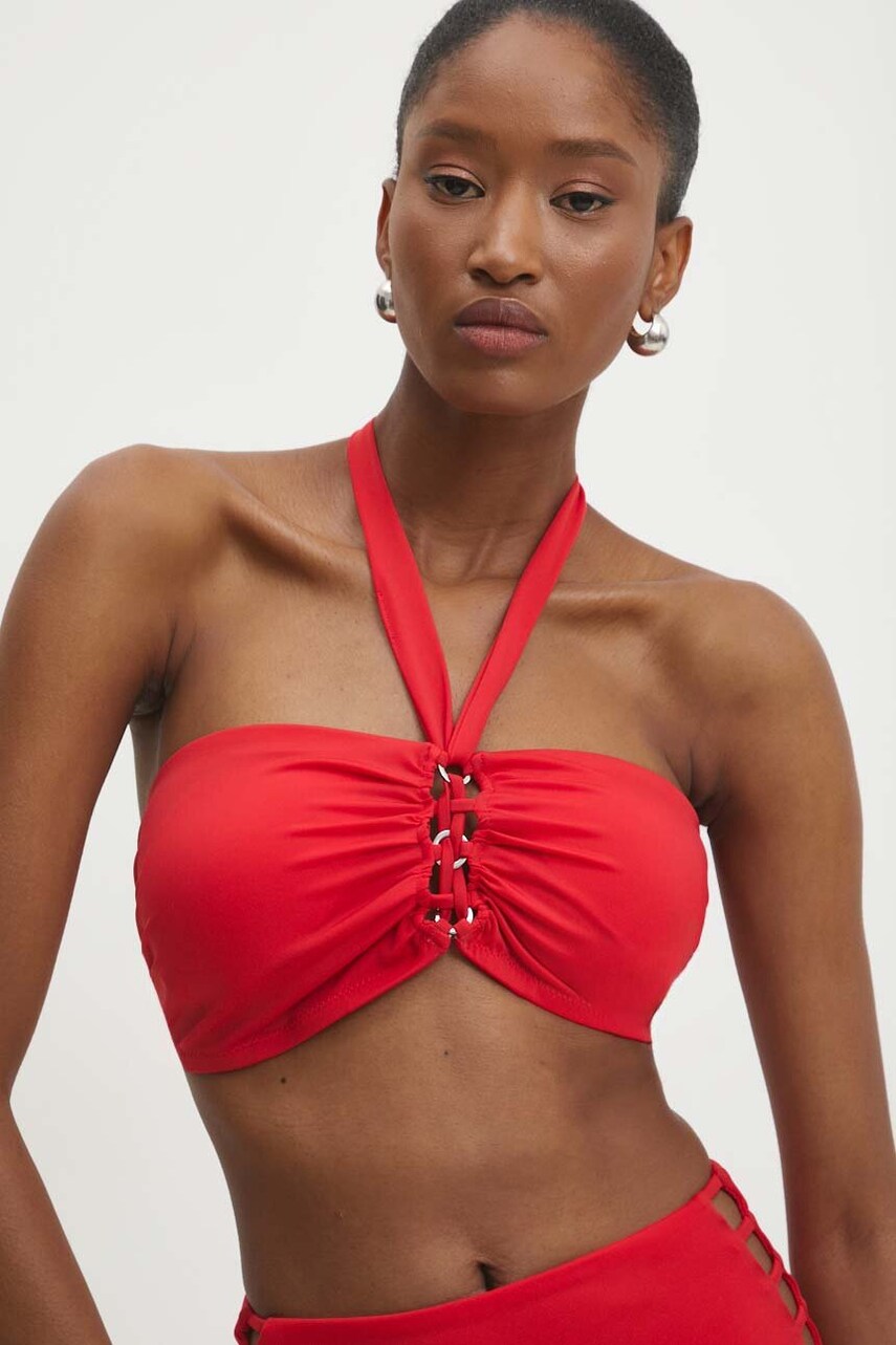 Answear Lab sutien de baie culoarea rosu, cupa usor rigidizata