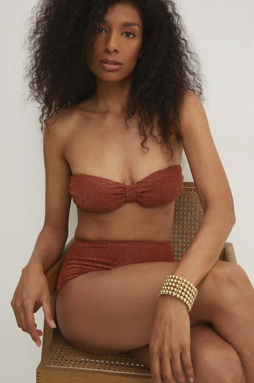 Answear Lab sutien de baie culoarea auriu, cupa usor rigidizata