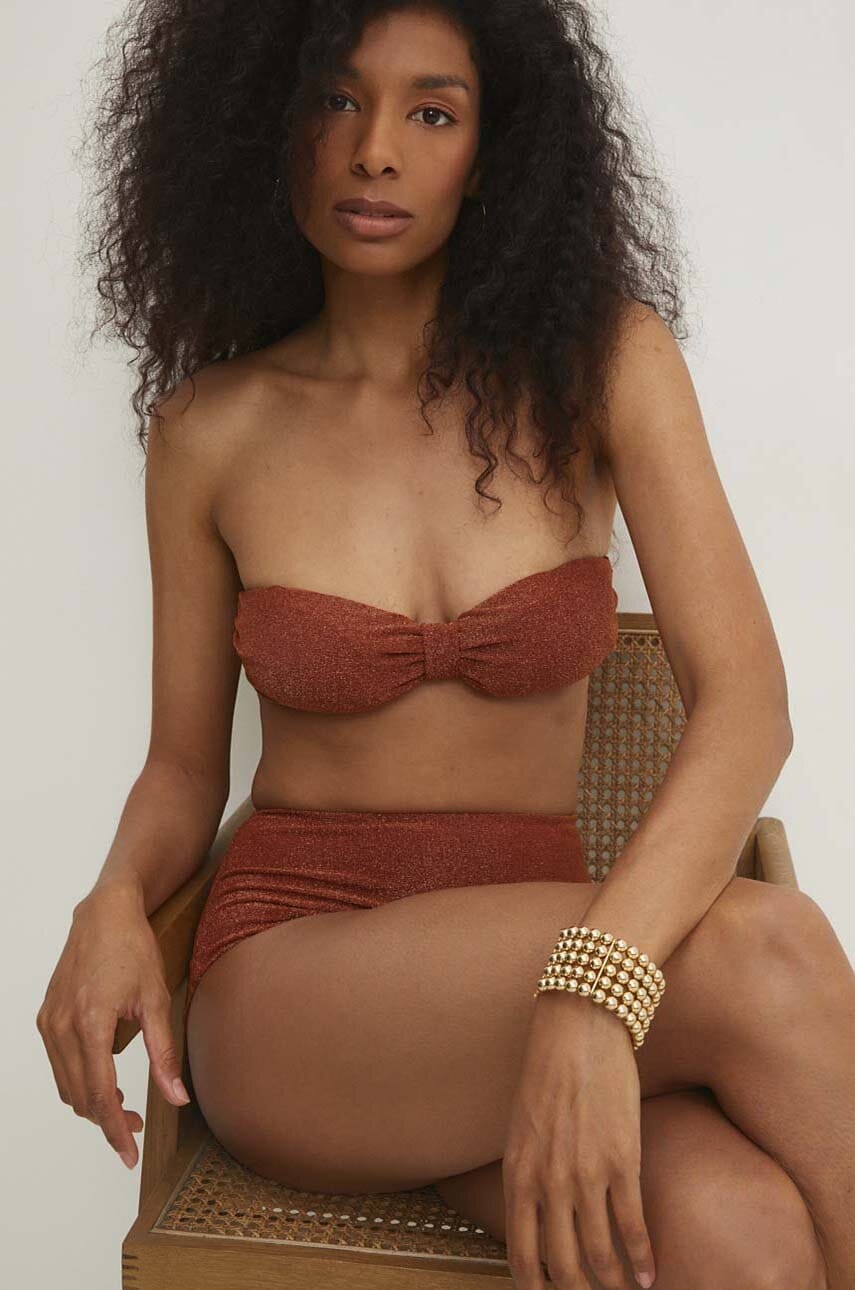 Answear Lab sutien de baie culoarea auriu, cupa usor rigidizata