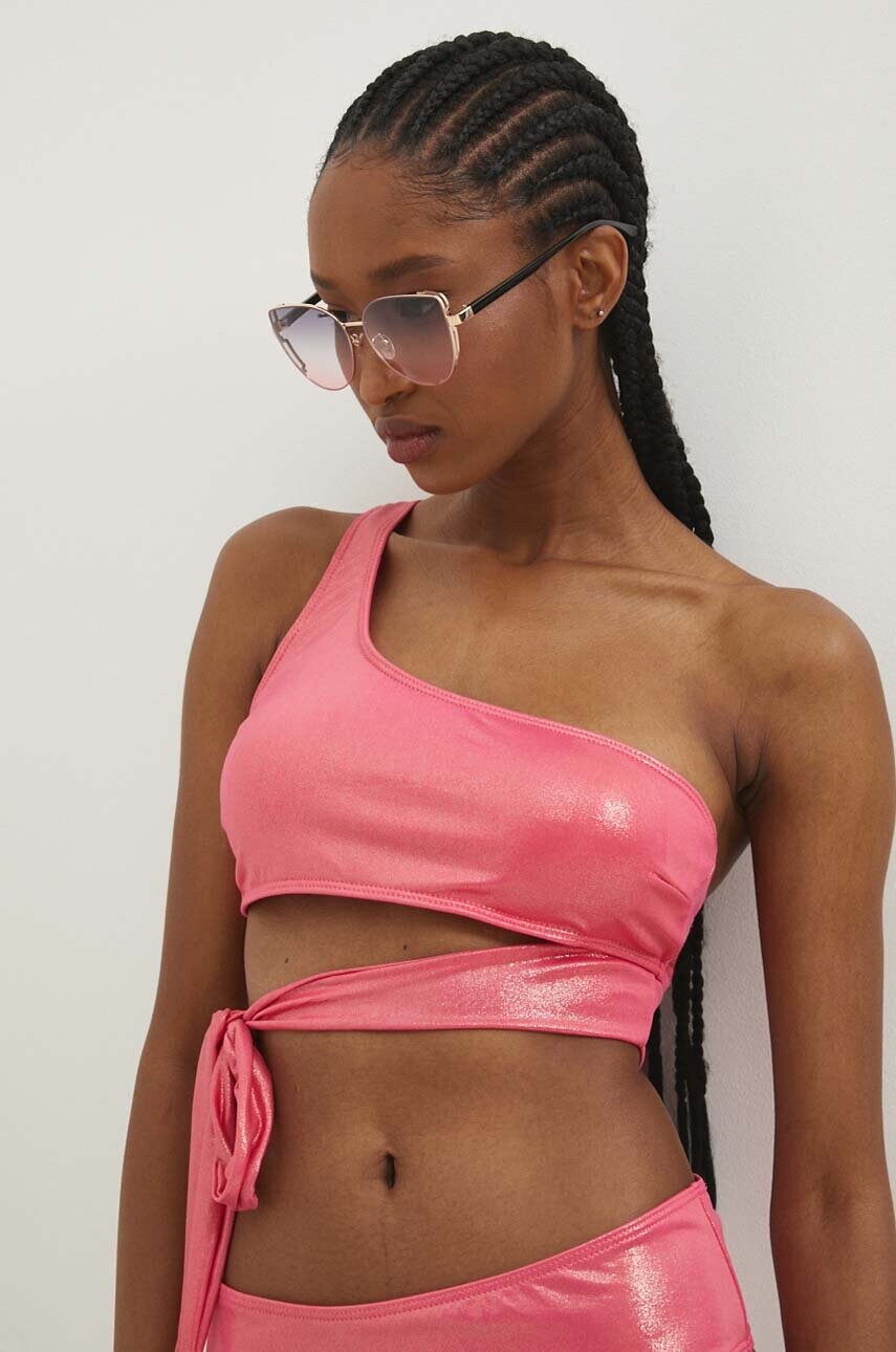 Answear Lab sutien de baie culoarea roz, cupa usor rigidizata