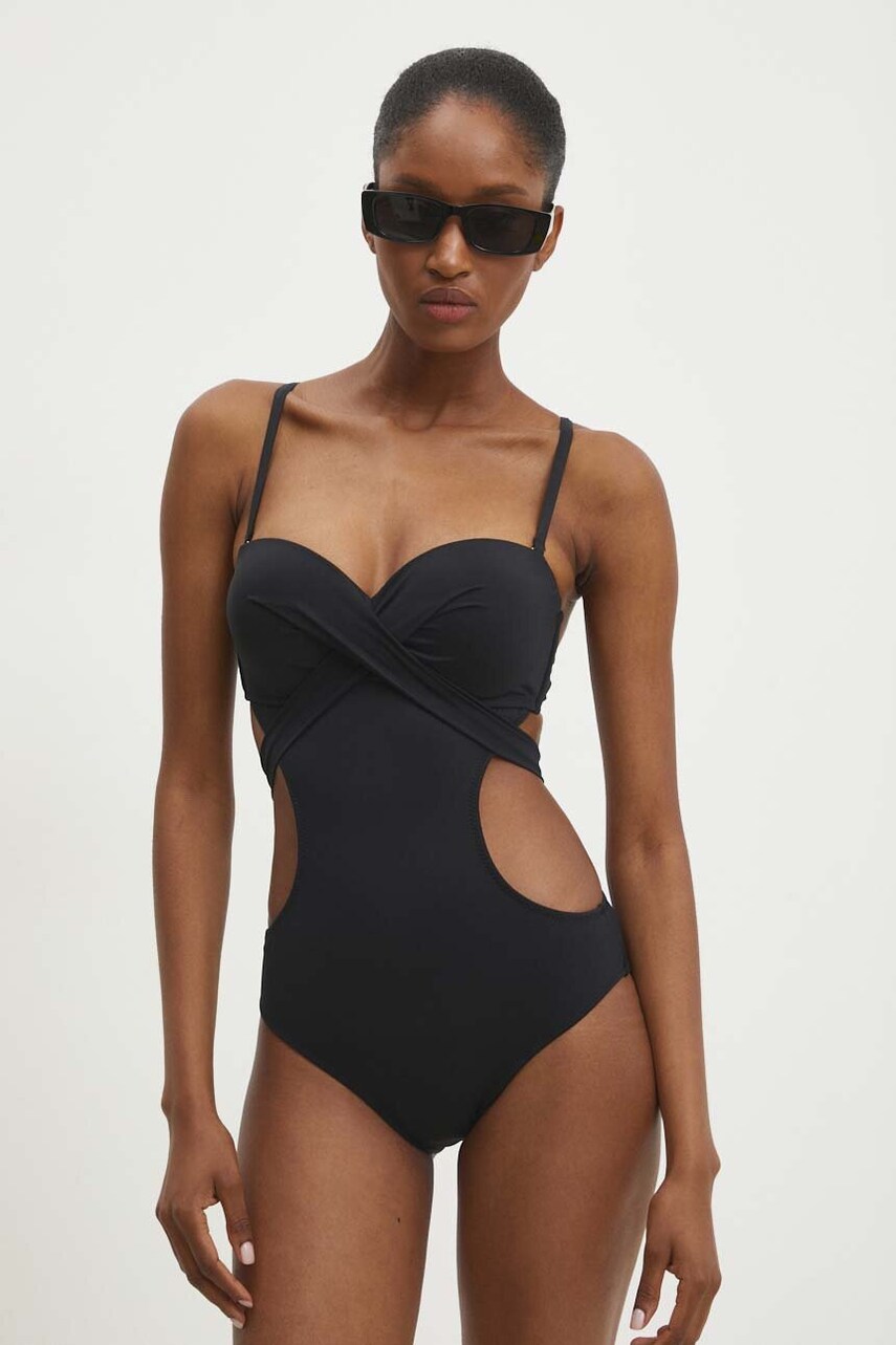 Answear Lab costum de baie dintr-o bucată culoarea negru, cupa rigidizata