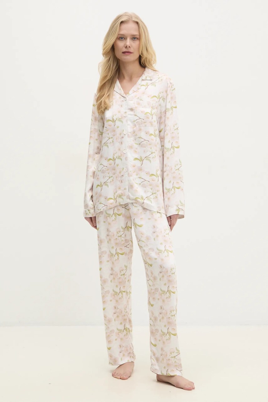 Answear Lab pijama femei, culoarea alb