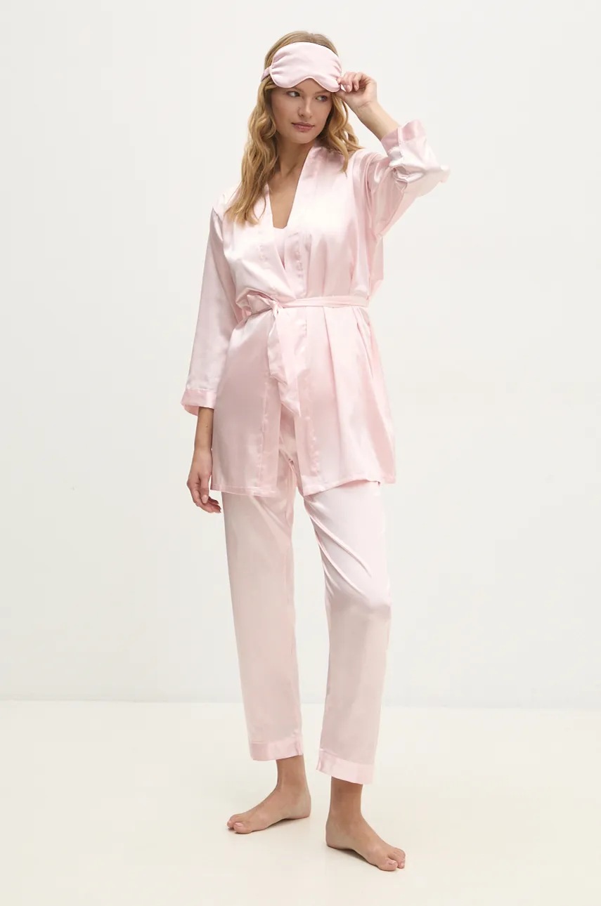 

Комплект пижама Answear Lab в розово от сатен, Розов