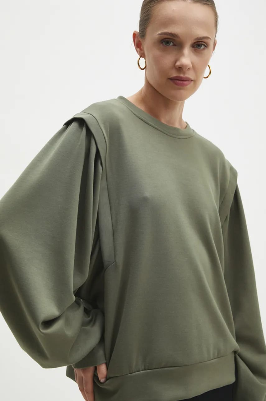 Answear Lab bluza femei, culoarea verde, neted Answear Lab bluza femei, culoarea verde, neted