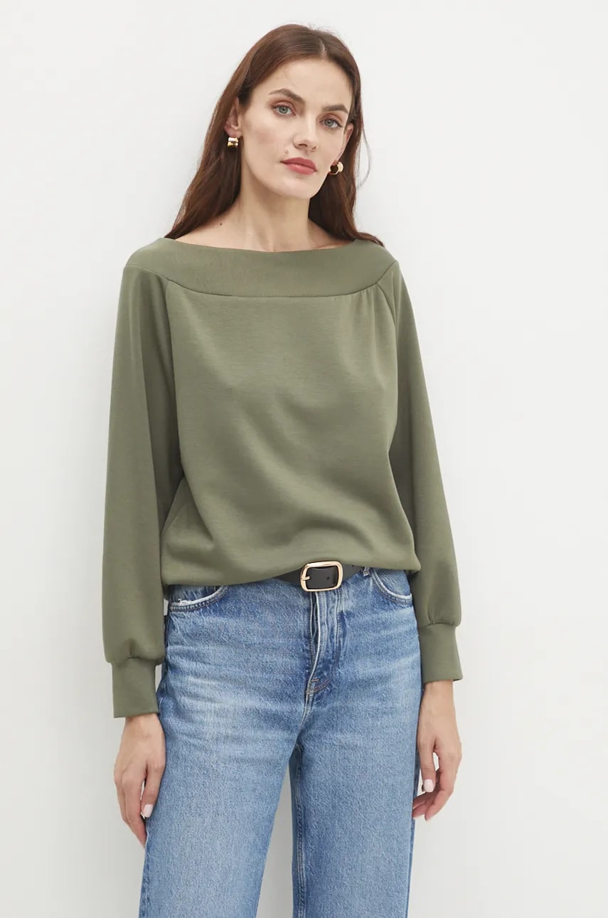 Answear Lab bluza femei, culoarea verde, neted Answear Lab bluza femei, culoarea verde, neted