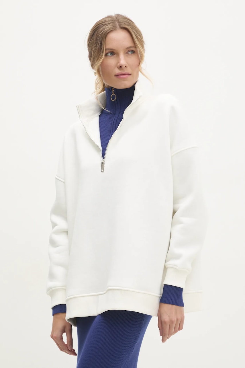 Answear Lab bluza femei, culoarea alb, melanj Answear Lab bluza femei, culoarea alb, melanj