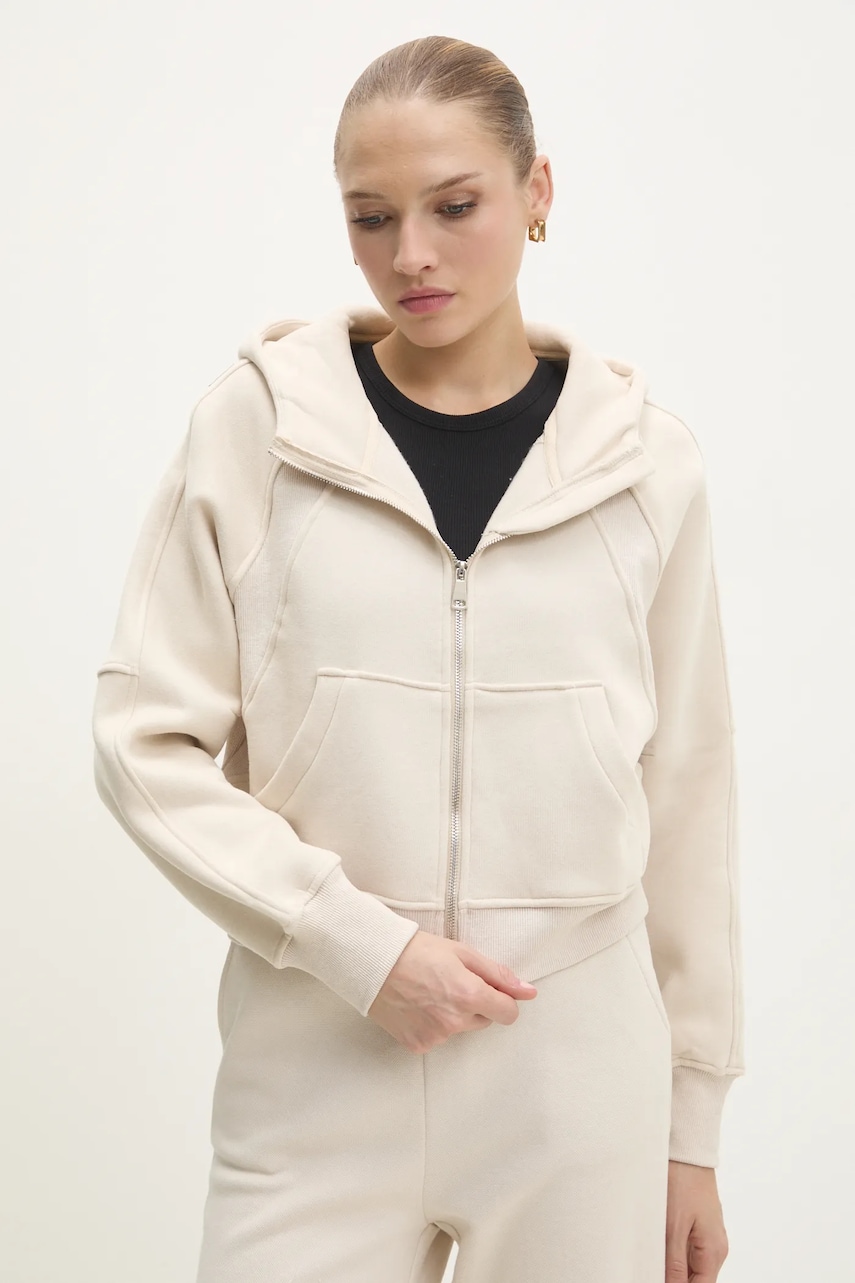 Answear Lab bluza femei, culoarea bej, cu glugă, neted Answear Lab bluza femei, culoarea bej, cu glugă, neted