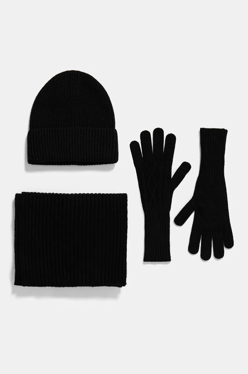 Answear Lab compleu culoarea negru, de lana, din tesatura neteda Answear Lab compleu culoarea negru, de lana, din tesatura neteda