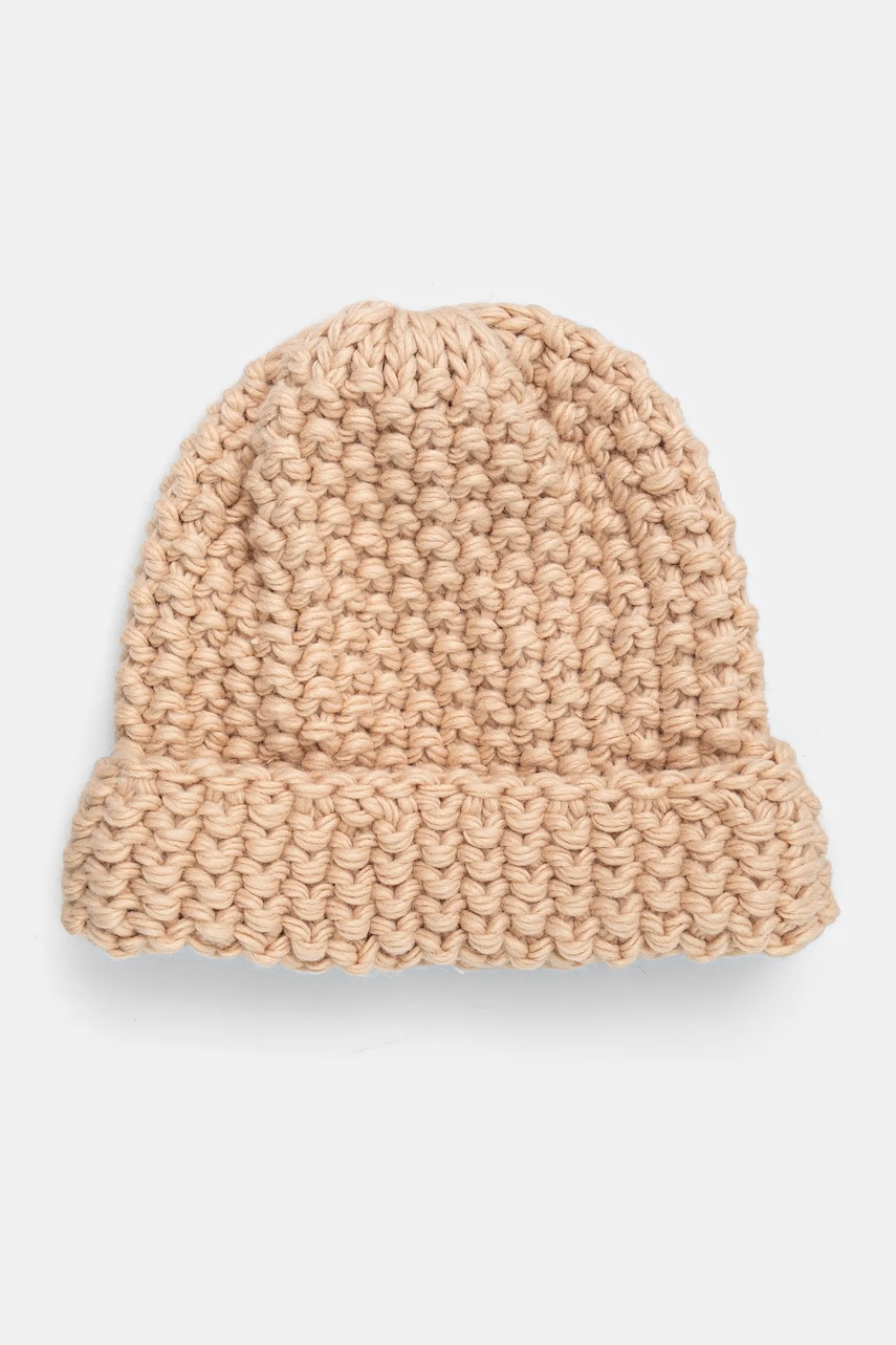 Answear Lab caciula culoarea bej, din tricot gros