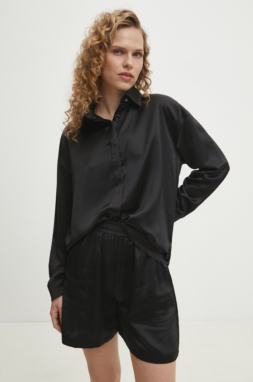 Answear Lab cămașă și pantaloni scurți culoarea negru Answear Lab cămașă și pantaloni scurți culoarea negru