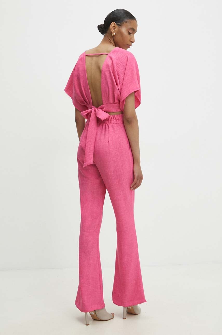 Answear Lab pantaloni  culoarea roz