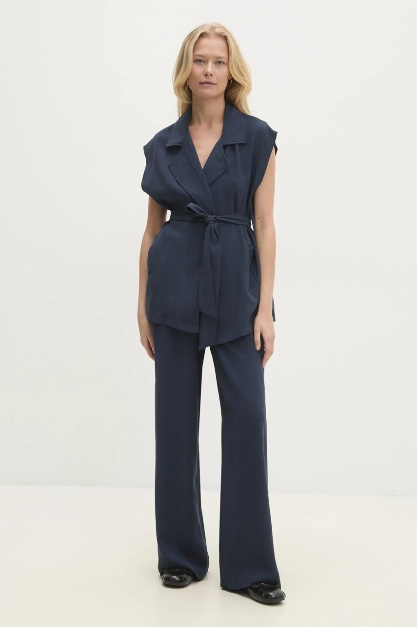 Answear Lab vestă și pantaloni culoarea albastru marin