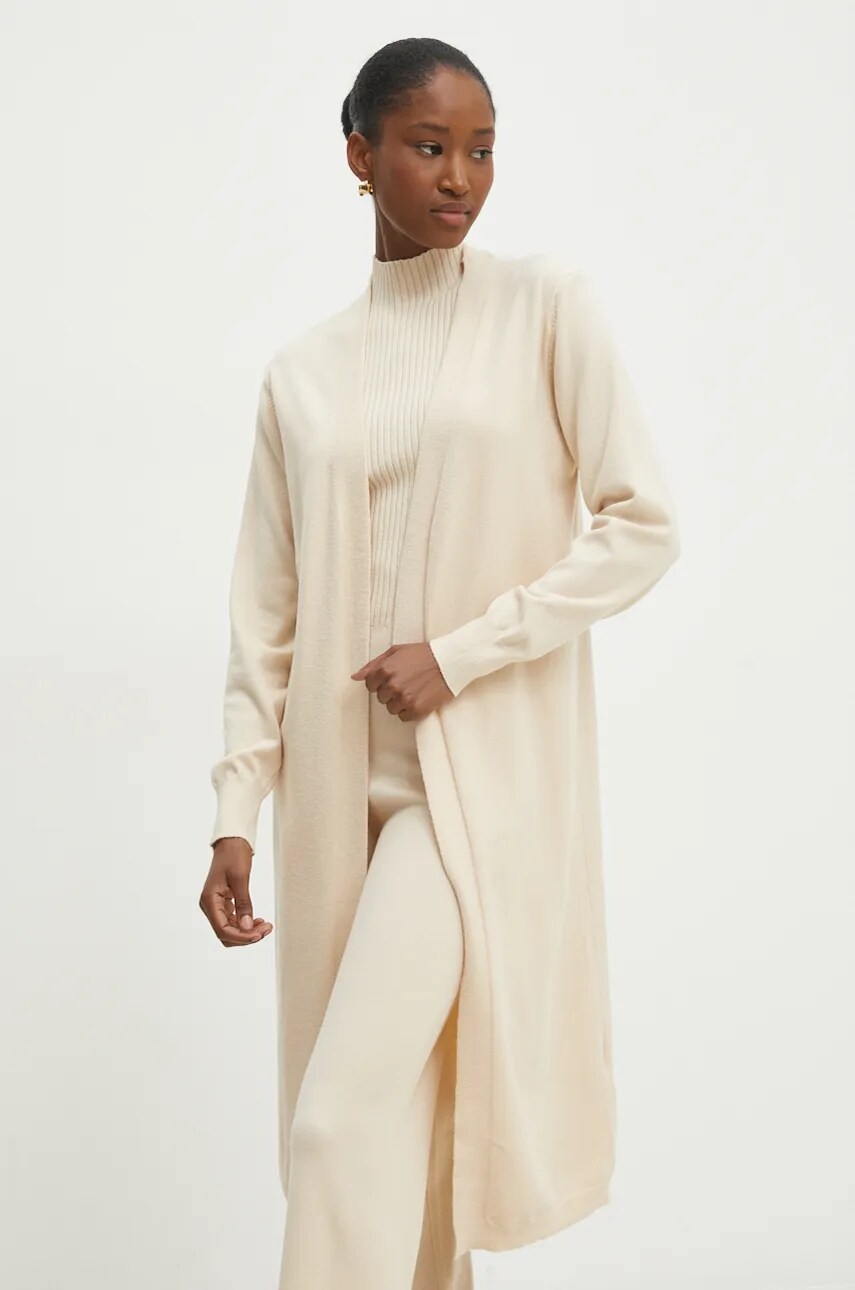 Answear Lab pantaloni, top și cardigan culoarea bej