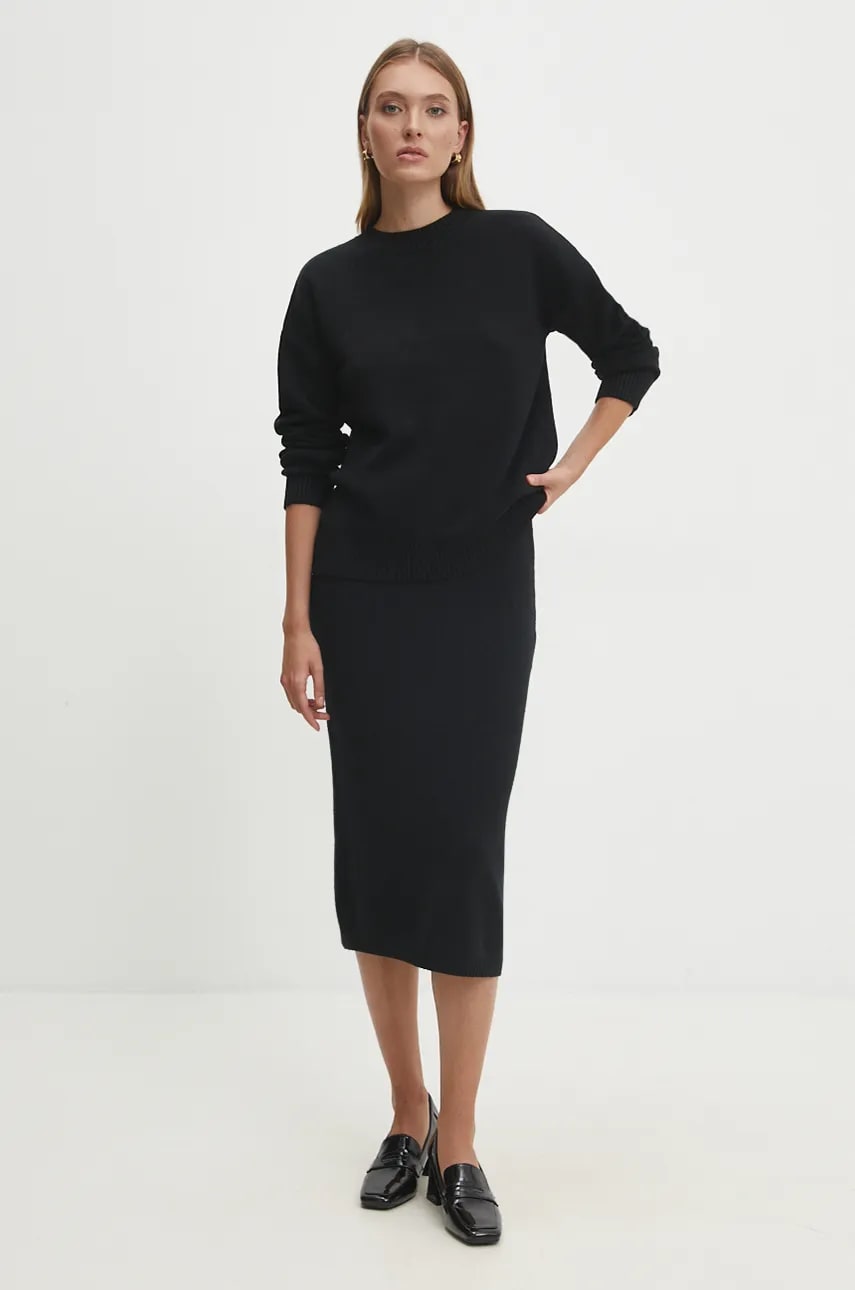 Answear Lab bluză și fustă culoarea negru Answear Lab bluză și fustă culoarea negru