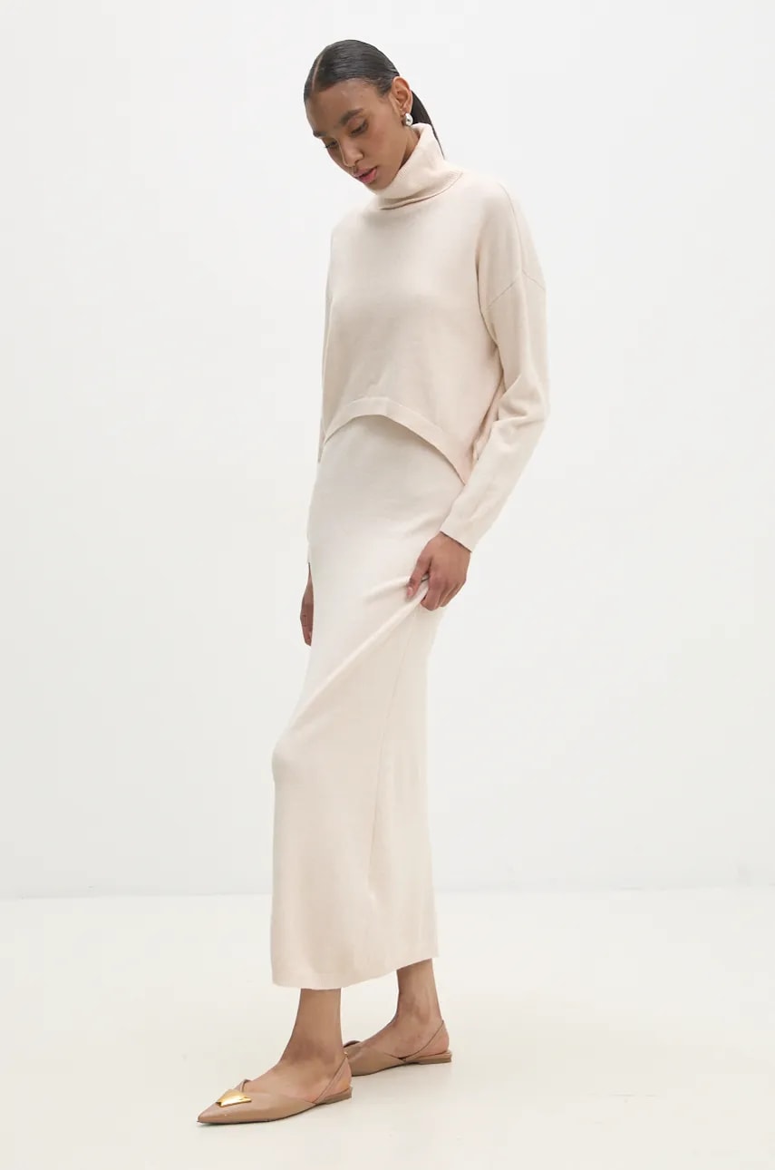 Answear Lab rochie si pulover culoarea bej Answear Lab rochie si pulover culoarea bej