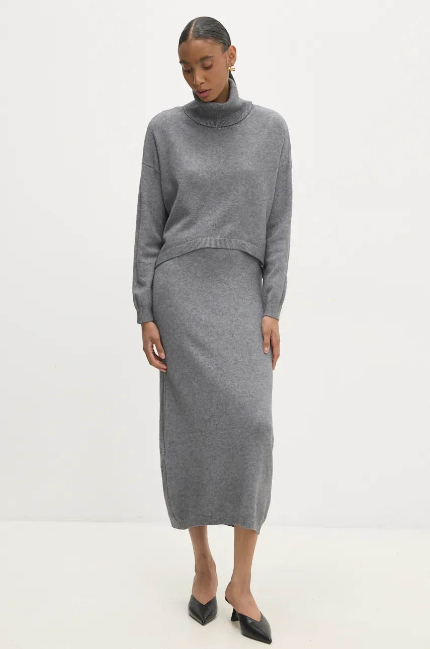 Answear Lab rochie și pulover culoarea gri