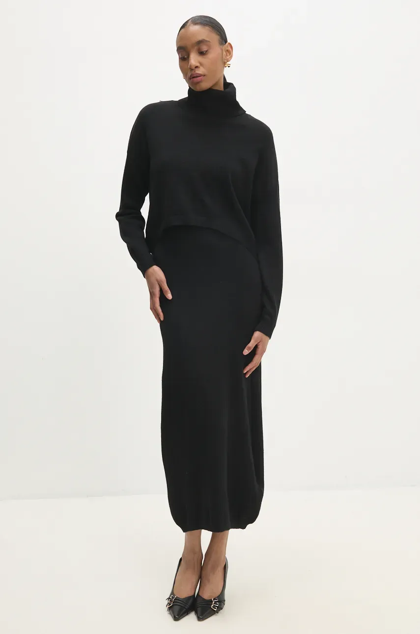 Answear Lab rochie și pulover culoarea negru