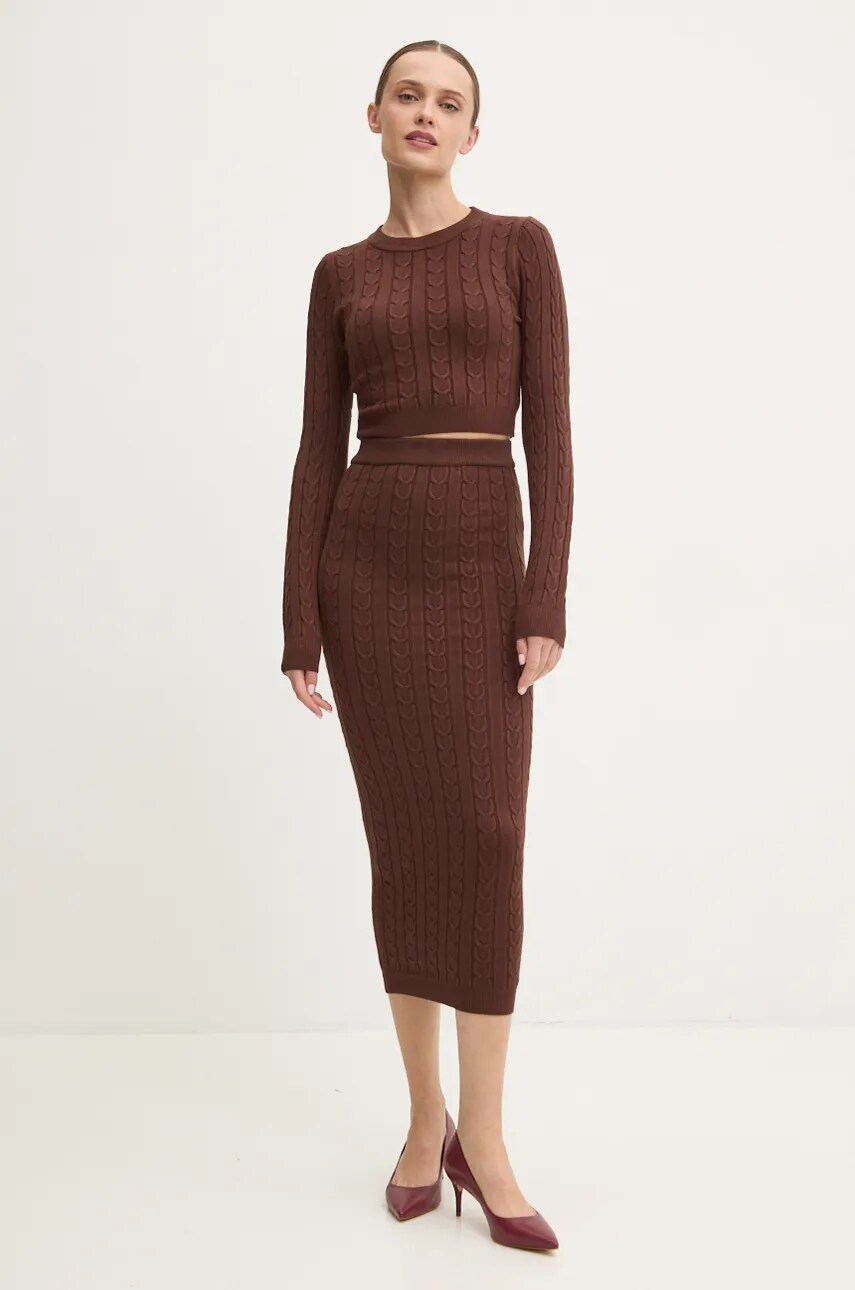 Answear Lab bluza si fusta culoarea maro