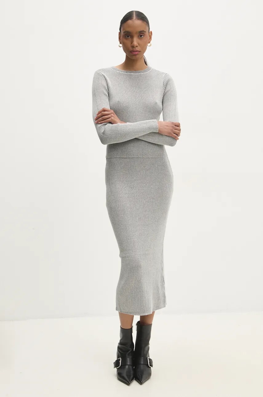 Answear Lab bluză și fustă culoarea gri