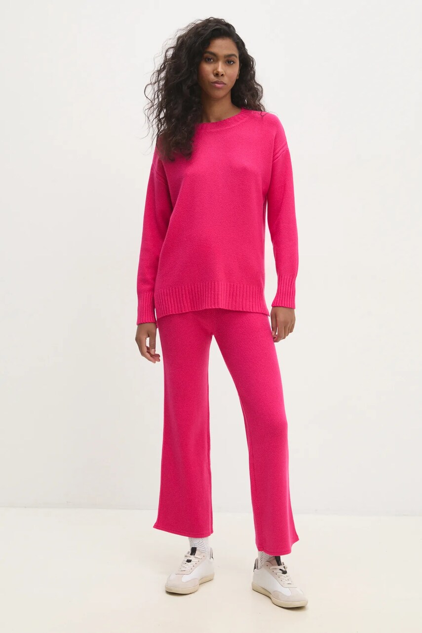 Answear Lab compleu din amestec de casmir culoarea roz