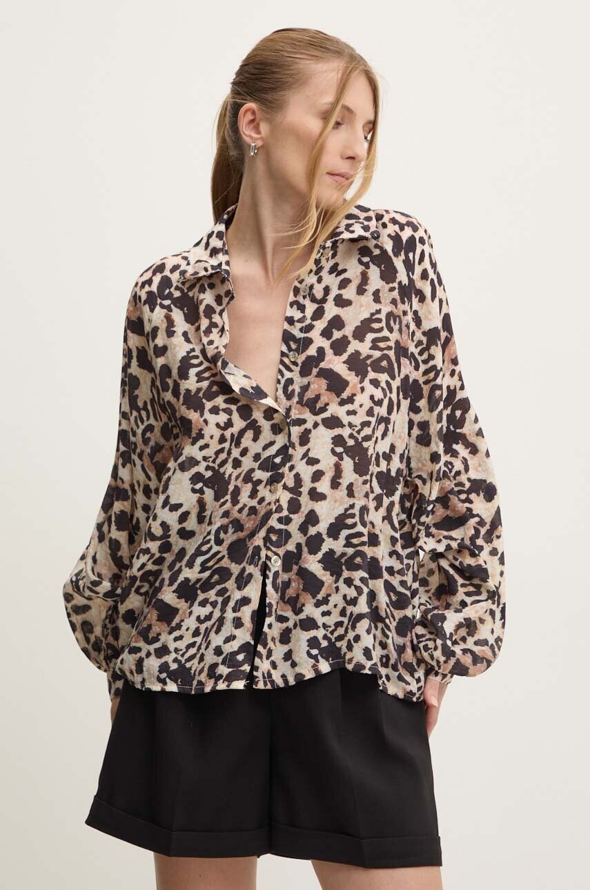 Answear Lab camasa femei, culoarea negru, cu guler clasic, relaxed