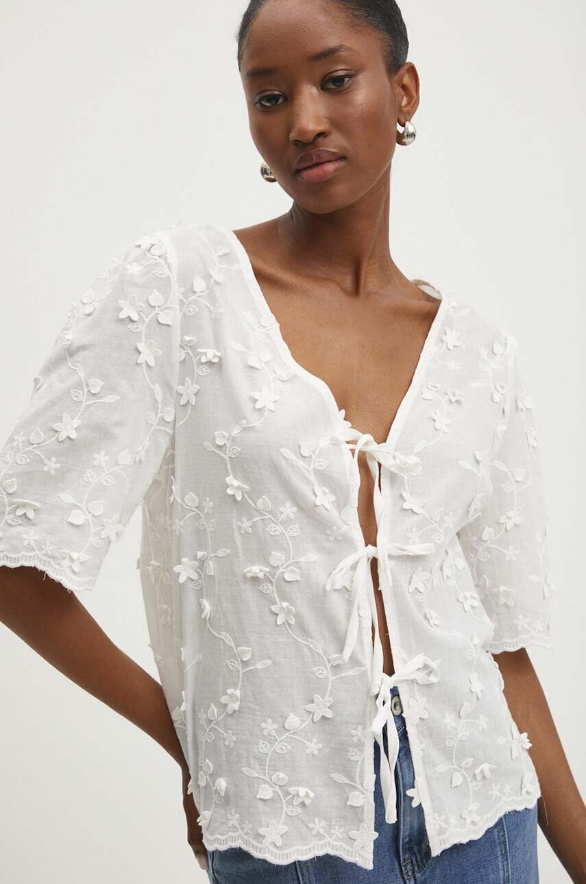 Answear Lab camasa din bumbac femei, culoarea alb, regular