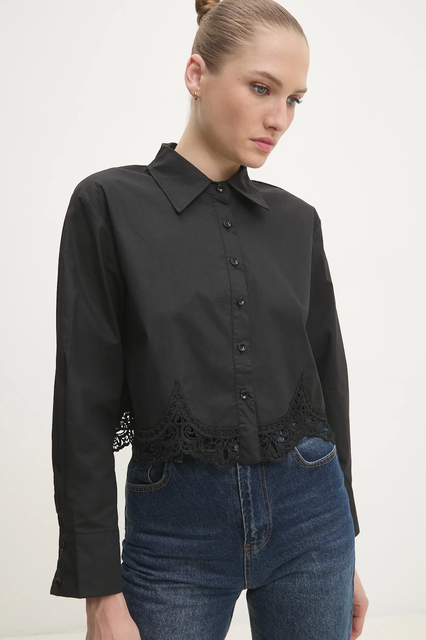 Answear Lab camasa din bumbac femei, culoarea negru, cu guler clasic, regular Answear Lab camasa din bumbac femei, culoarea negru, cu guler clasic, regular