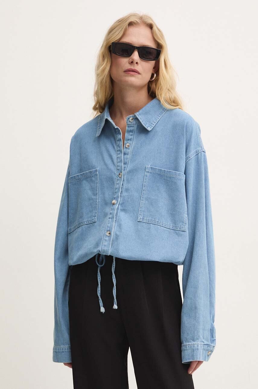 Answear Lab camasa jeans femei, cu guler clasic, relaxed